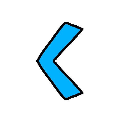 A drawing of a small, blue, mathematical “less than” symbol. It is two angles converging into a point, with the wide, open end facing the right. 